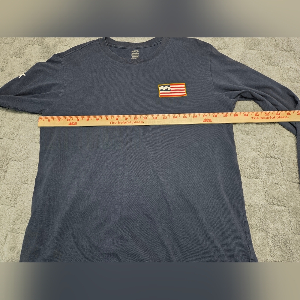 Billabong🇱🇷 American Flag Stars Blue Graphic Long Sleeve T-Shirt Men's LARGE - Picture 4 of 13
